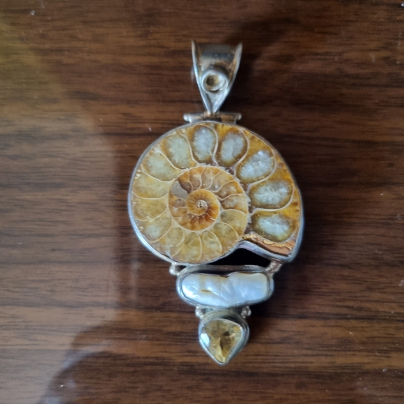 PENDANT Rare Mother of Pearl Shell PURE SILVER JEWELRY - Picture 4 of 5